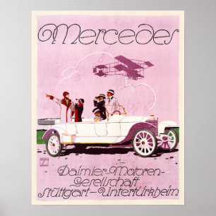 Mercedes Daimler Motor 1914 Old Adverteren Poster