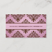 Mercedes Pink & Chocolate Damask Visitekaartje (Achterkant)