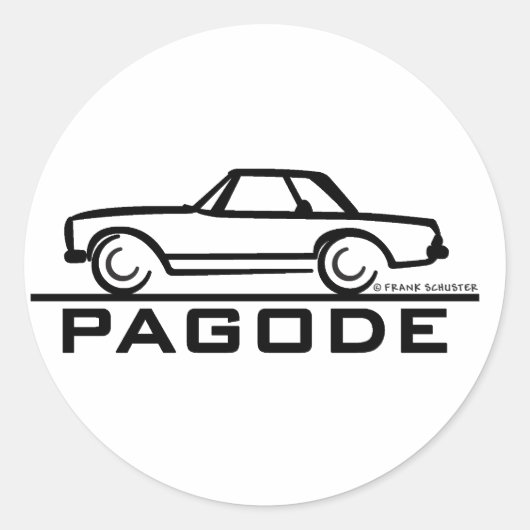 Mercedes SL Pagode met Manuscript Ronde Sticker (Voorkant)