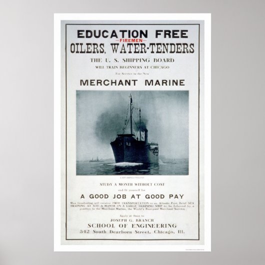 Merchant Marine Recruiting Poster (US02056) (Voorkant)