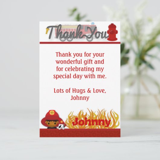 Merci 3,5" de SAPEUR-POMPIER x5 PLAT" (style) (Debout devant)