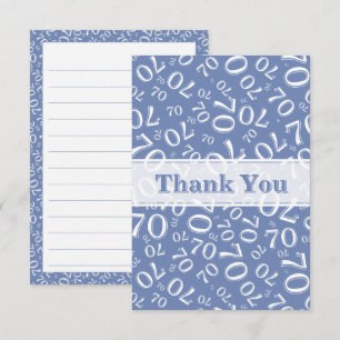 Merci 70 Motif de numéro d'anniversaire Bleu/Blanc