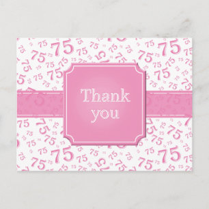 Merci 75 Motif de Numéro Carte Postale Rose/Blanc
