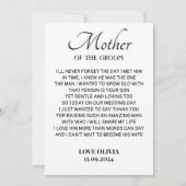 Merci à la carte de la mère du marié, À ma mère (Devant)