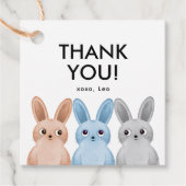 Merci à la fête étiquette avec trois petits lapins (Devant)