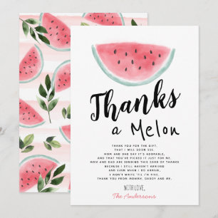 Merci à Melon Baby shower Carte de remerciements