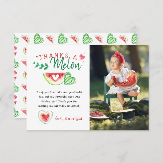 Merci A Melon | Merci d'anniversaire de la pastèqu (Devant / Derrière)