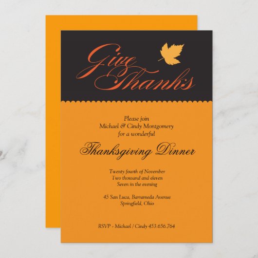 Merci à Thanksgiving Invitation (Devant / Derrière)