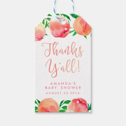 Merci à vous tous les étiquettes de faveur, pêche (Devant)