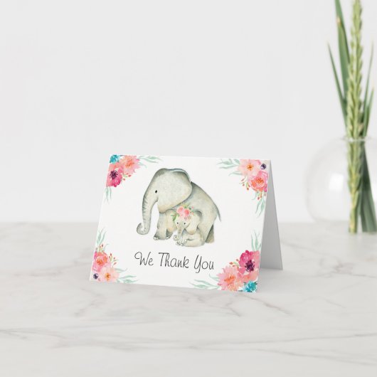 Merci adorable de baby shower d'éléphants (Devant)