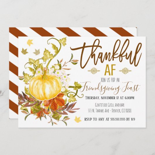 Merci AF Thanksgiving Invitation (Devant / Derrière)