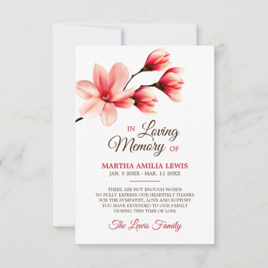 MERCI affectueux de magnolia de fleur de mémoire (Devant)