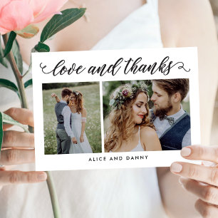 Merci Amour Mariage Photo Carte de remerciements B