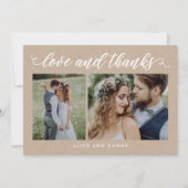 Merci Amour Mariage Photo Carte de remerciements K (Devant)