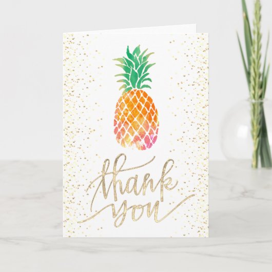 merci ananas d'aquarelle de manuscrit d'or de faux (Devant)