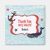 Merci Ancre baleine Aimant d'anniversaire (Devant)