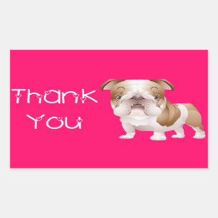 Merci anglais Bulldog Puppy Dog Pink Stickers