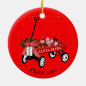 "Merci !" Année Red Wagon Noël Ornement (Dos)