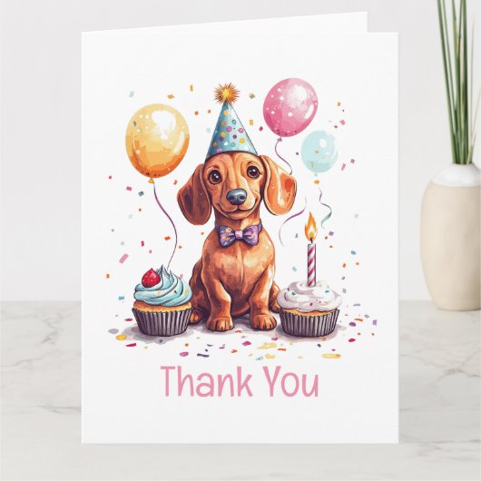 Merci Anniversaire Chien Dachshund (Devant)