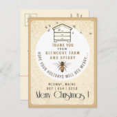 Merci Apiaire Noël Carte de vacances Hive Bees (Devant / Derrière)