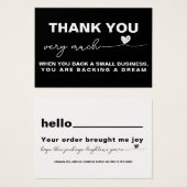 Merci appréciation du client Noir coeur note (Devant & derrière)