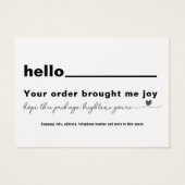 Merci appréciation du client Noir coeur note (Dos)