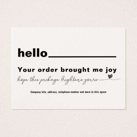 Merci appréciation du client Noir coeur note (Dos)