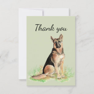 Merci Aquarelle Allemande Berger chien animal
