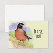 Merci Aquarelle American Robin Bird Nature (Devant / Derrière)