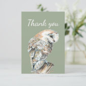 Merci Aquarelle Barne Chouette Oiseau Nature Art (Debout devant)