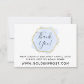 Merci Aquarelle bleu clair et carte or moderne (Devant)