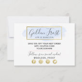 Merci Aquarelle bleu clair et carte or moderne (Dos)