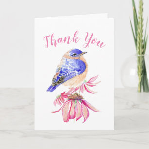 Merci Aquarelle Bleu Écriture Oiseau Art