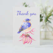 Merci Aquarelle Bleu Jardin Oiseau Nature (Debout devant)