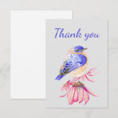 Merci Aquarelle Bleu Jardin Oiseau Nature (Devant / Derrière)