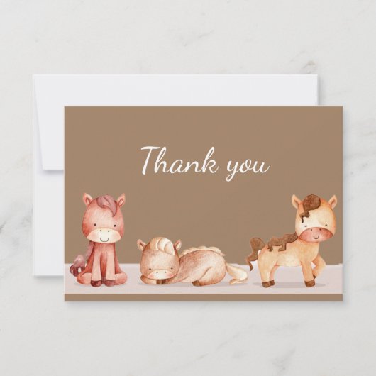 Merci Aquarelle Chevaux Ferme Animaux (Devant)