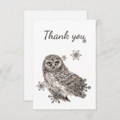 Merci Aquarelle Chouette Flocon de neige Nature (Devant / Derrière)