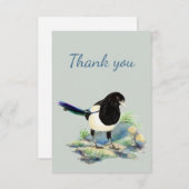 Merci Aquarelle Curious Magpie Oiseau Nature (Devant / Derrière)