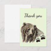 Merci Aquarelle Grizzli Ours Animal Nature (Devant / Derrière)