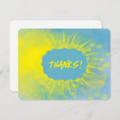 MERCI ! Aquarelle main Sun Rays jaune bleu (Devant / Derrière)