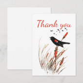 Merci Aquarelle Oiseau noir Oiseau animal Art (Devant / Derrière)