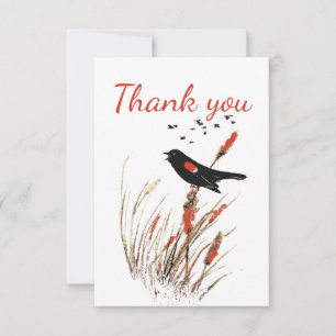 Merci Aquarelle Oiseau noir Oiseau animal Art