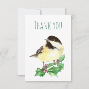 Merci Aquarelle Pickadee Oiseau Nature Art