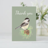 Merci Aquarelle Pickadee Oiseau Nature Art (Debout devant)