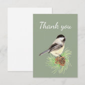 Merci Aquarelle Pickadee Oiseau Nature Art (Devant / Derrière)