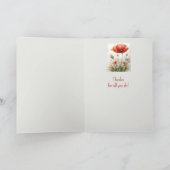 Merci Aquarelle Simple Élégant Rouge Pavot (Intérieur)