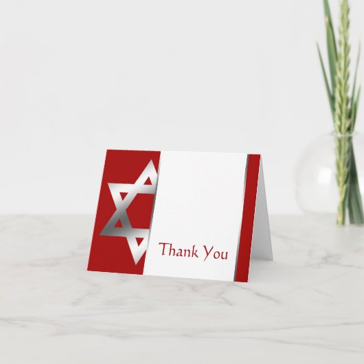 Merci argenté rouge de Mitzvah de barre d'étoile (Devant)