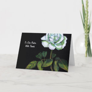 Merci au pasteur : Rose blanc simple sur le noir,