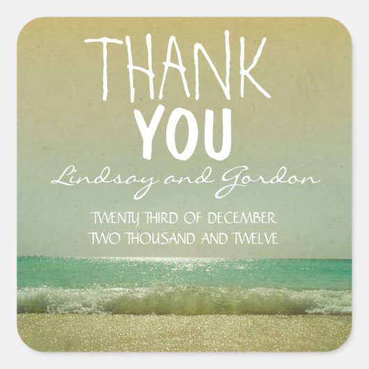 merci autocollant de mariage de plage (Devant)