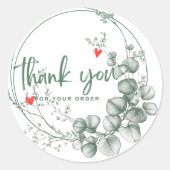Merci autocollant rond pour la commande (Devant)